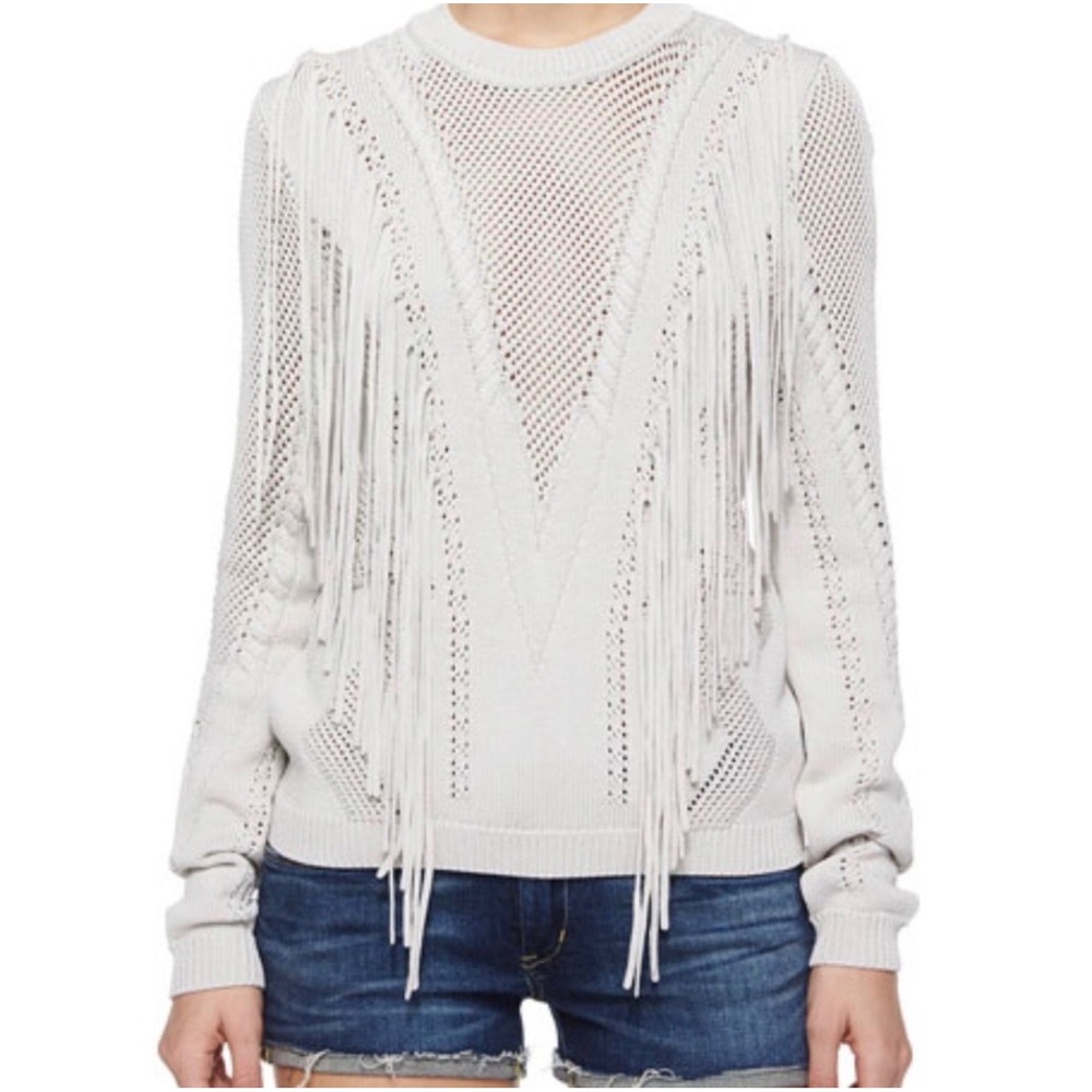 RONNY KOBO fringe knit sweater — small — cream / neutral western boho - Picture 7 of 7